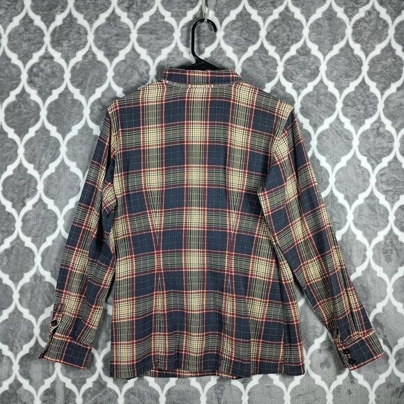 Patagonia Shirt Womens 6 Navy Red Plaid Fjord Flannel Henley Organic Cotton - Picture 4 of 11